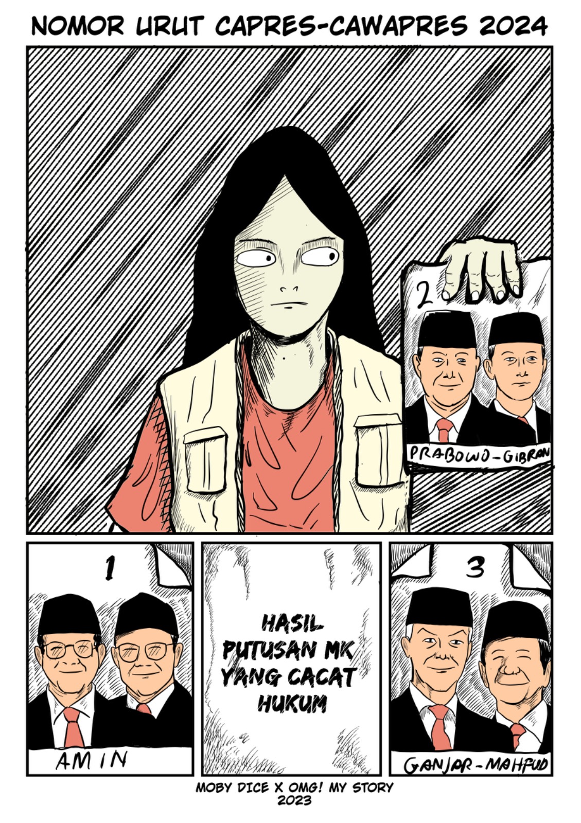 Nomor Urut Capres-Cawapres 2024 telah diumumkan oleh KPU. Tapi Mona menolak lupa apa yang terjadi dengan putusan MK